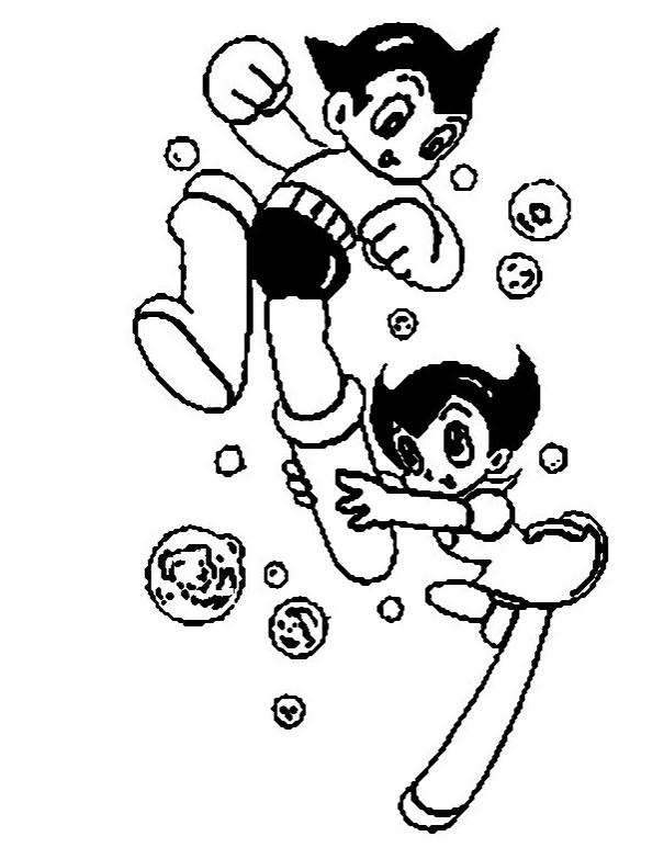 coloriage astro boy et sa soeur